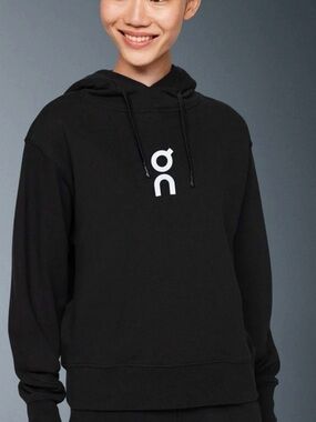 On Running Black Hoodie with White Logo - woman